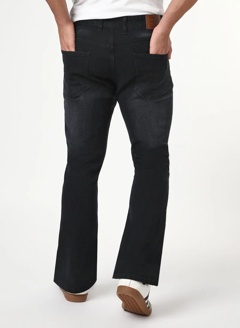 Urbano Fashion  Urbano Fashion Men's Black Bootcut Fit Mid Rise Heavy Washed Jeans Stretchable for Men | Best Price UAE